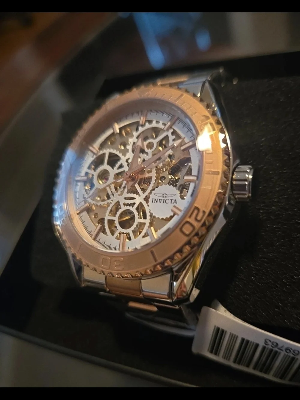 69763 Invicta Objet D'Art Glyph Rose Gold Skeleton Men's Watch Automatic 43mm